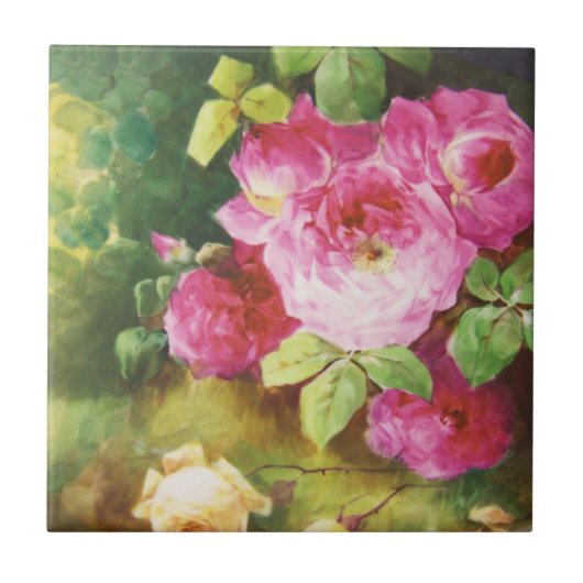 Rosa viktorianische Rose Fliese (Vorderseite)