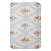 Rosa Viktorianische Rose mit blauem Flachbandgitte Badematte (Vorderseite Vertikal)