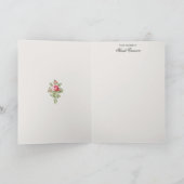 Rosa Viktorianische Rose mit blauem Flachbandgitte Dankeskarte (Innenseite)