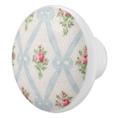 Rosa Viktorianische Rose mit blauem Flachbandgitte Keramikknauf (Rechts)