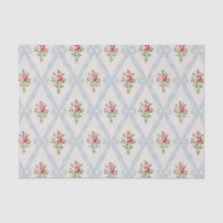 Rosa Viktorianische Rose mit blauem Flachbandgitte Seidenpapier