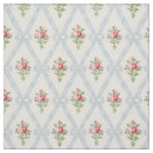 Rosa Viktorianische Rose mit blauem Flachbandgitte Stoff (Muster)