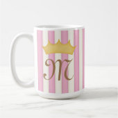 Rosa, Viktorianische Streifen, gekrönte Monogramm- Kaffeetasse (Links)