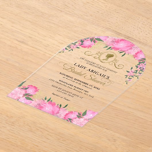 Rosa Viktorianisches Brautparty Arch Acryleinladungen (Ablage )