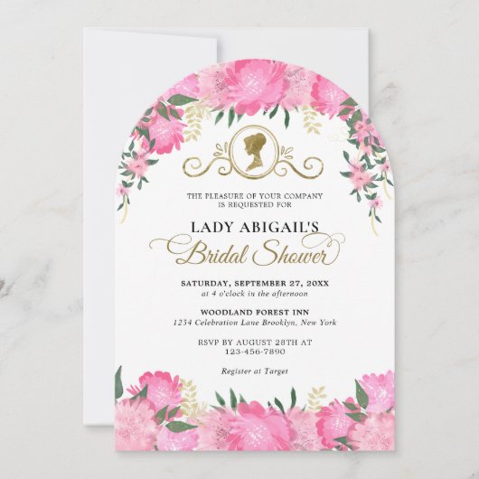 Rosa Viktorianisches Brautparty Arch Einladung (Vorderseite)