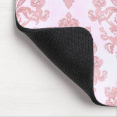 Rosa viktorianisches Damast-Wasserfarbenmuster Mousepad (Ecke)