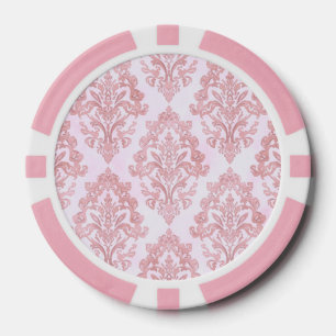 Rosa viktorianisches Damast-Wasserfarbmuster Pokerchips
