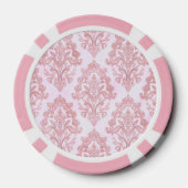 Rosa viktorianisches Damast-Wasserfarbmuster Pokerchips (Rückseite)