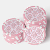 Rosa viktorianisches Damast-Wasserfarbmuster Pokerchips (Stapel)
