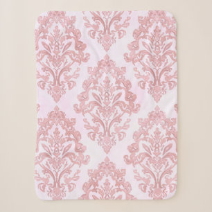Rosa viktorianisches Damast-Wasserfarbmuster Sherpadecke