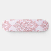 Rosa viktorianisches Damast-Wasserfarbmuster Skateboard (Horizontal)