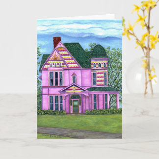 Rosa viktorianisches Haus 1800er Romantisches Pupp Karte