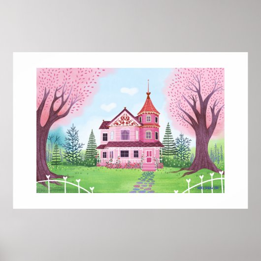 Rosa Viktorianisches Haus Extra Großdruck Poster (Vorne)