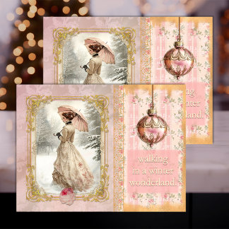 Rosa viktorianisches Weihnachten - Decoupage-Tissu Seidenpapier