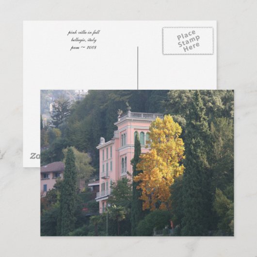 Rosa Villa im Herbst Postkarte (Vorne/Hinten)