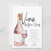 Rosa Vino vor Vows Foto Brautparty Einladung (Vorderseite)