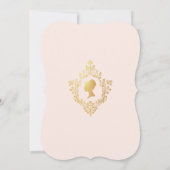 Rosa Vintag Elegante Imitats Gold Wappen Brautpart Einladung (Rückseite)