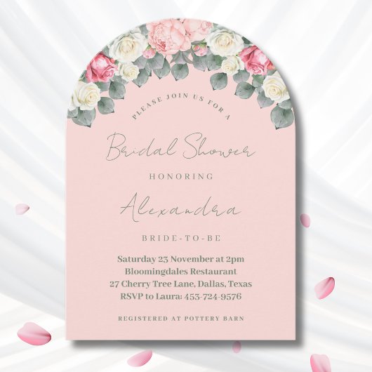 Rosa Vintag Garden Rose Brautparty Einladung