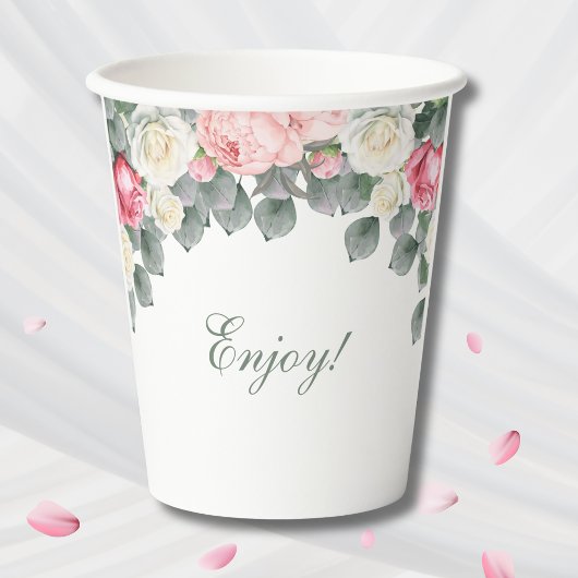 Rosa Vintag Gartenanlage Rose Brautparty Pappbecher