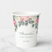 Rosa Vintag Gartenanlage Rose Kinderdusche Pappbecher (Rückseite)