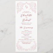 Rosa Vintag Geblüht Monogramm-Hochzeitsprogramm Menükarte (Vorderseite)