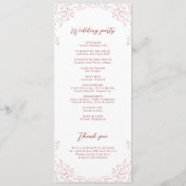 Rosa Vintag Geblüht Monogramm-Hochzeitsprogramm Menükarte (Rückseite)