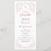 Rosa Vintag Geblüht Monogramm-Hochzeitsprogramm Menükarte (Vorderseite)