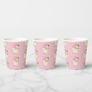 Rosa Vintag Retro Santa mit rosa Kariert Pappbecher