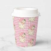 Rosa Vintag Retro Santa mit rosa Kariert Pappbecher (Rechts)