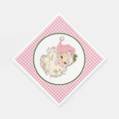 Rosa Vintag Retro Santa mit rosa Kariert Serviette (Ecke)