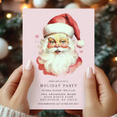 Rosa Vintag Retro Weihnachts-Party Einladung