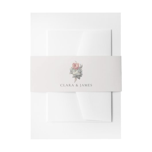 Rosa, Vintag, Rose Themenhochzeit Einladungsbanderole (Vorderseite Beispiel)