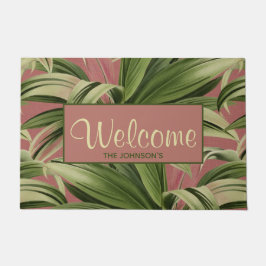 Rosa Vintag tropische Palme Fußmatte