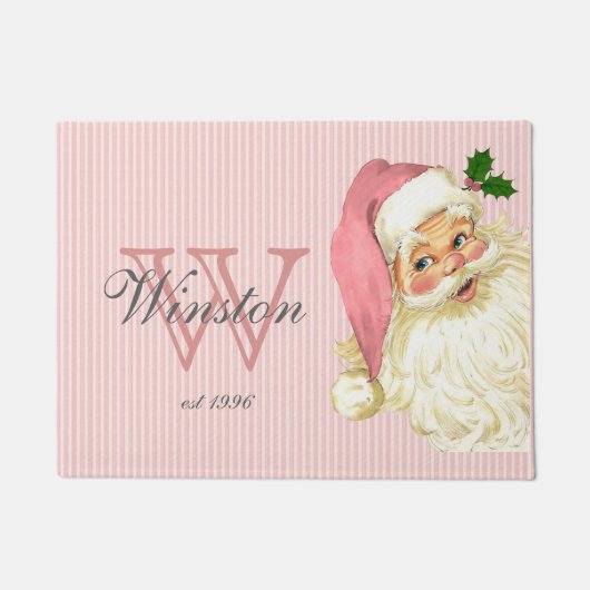 Rosa Vintag Viktorianische Santa Claus Monogram Fußmatte (Vorderseite)