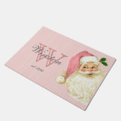 Rosa Vintag Viktorianische Santa Claus Monogram Fußmatte (Schrägansicht)