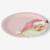 Rosa Vintag Viktorianischer Weihnachtsmann Shabby Pappteller (Schrägansicht)