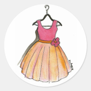 Rosa Vintage-Abendkleid Mode-Design Retro-Stil Runder Aufkleber