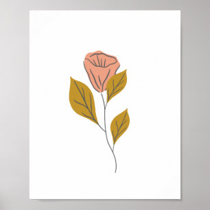 Rosa Vintage-Abstraktes Wildblumen-Blumen- und Bla Poster
