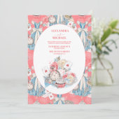 Rosa Vintage Alice im Wunderland Hochzeit Einladung (Stehend Vorderseite)