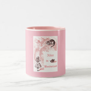 Rosa Vintage-Alice-im-Wunderland-Thema Zweifarbige Tasse