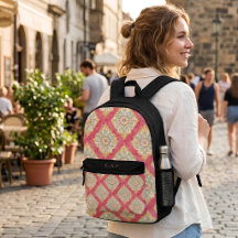 Rosa Vintage-Arabesken-Muster mit individuellem Mo