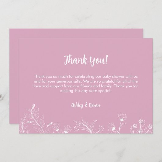 Rosa Vintage Babydusche Dankeskarte (Vorne/Hinten)