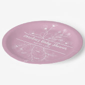 Rosa Vintage Babydusche Pappteller (Schrägansicht)