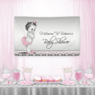 Rosa Vintage-Babymädchen-Baby-Shower Banner