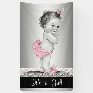 Rosa Vintage-Babyparty im altrosa Stil Banner