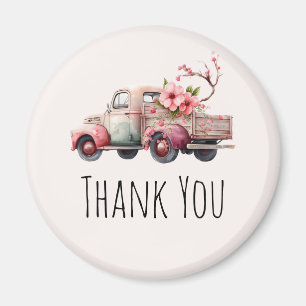 Rosa Vintage-Bauer-Lieferwagen Magnet