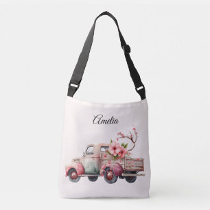 Rosa Vintage-Bauer-Lieferwagen Tragetaschen Mit Langen Trägern