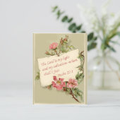Rosa Vintage Blume Bibel Verse Postkarte (Stehend Vorderseite)