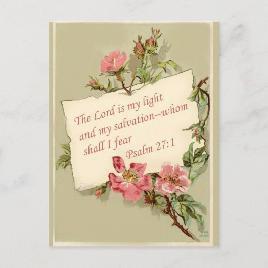 Rosa Vintage Blume Bibel Verse Postkarte (Vorderseite)