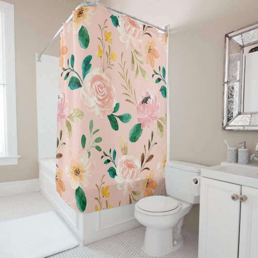 Rosa Vintage Blume Duschvorhang (Beispiel)
